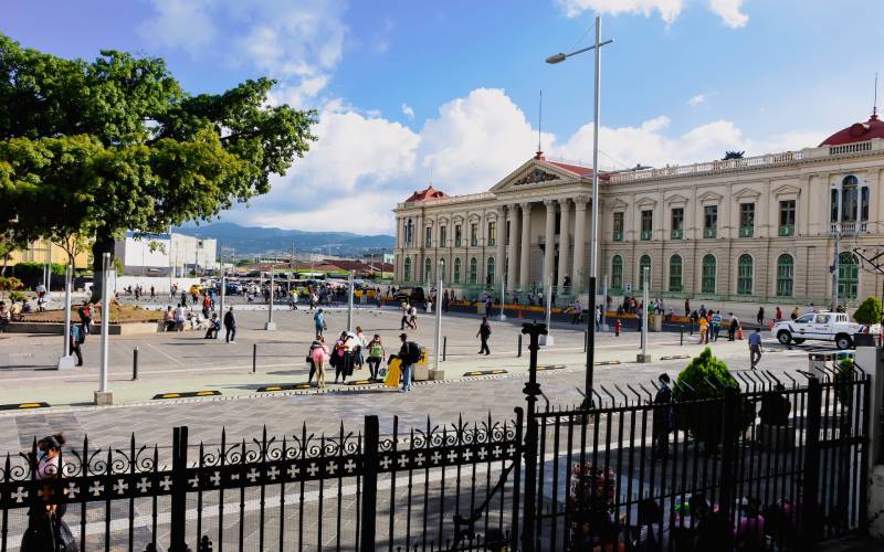 People walking near a building in El Salvador
