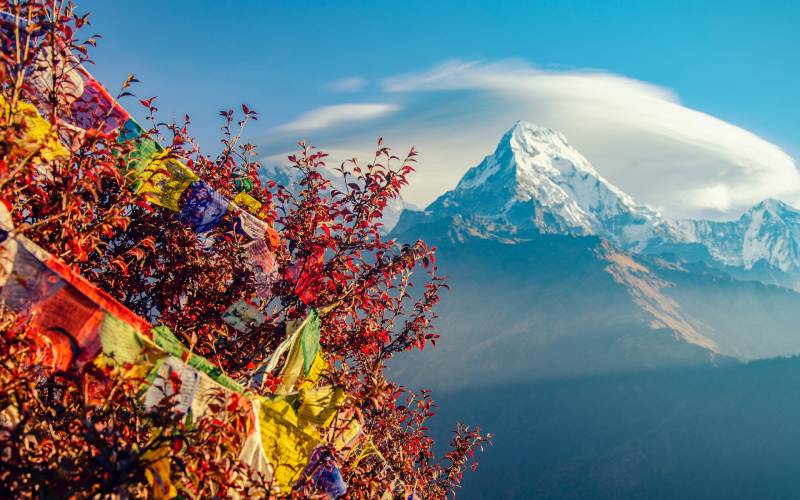Mountains covered with snow in Nepal