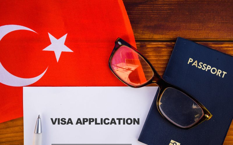Image of passport and visa application form